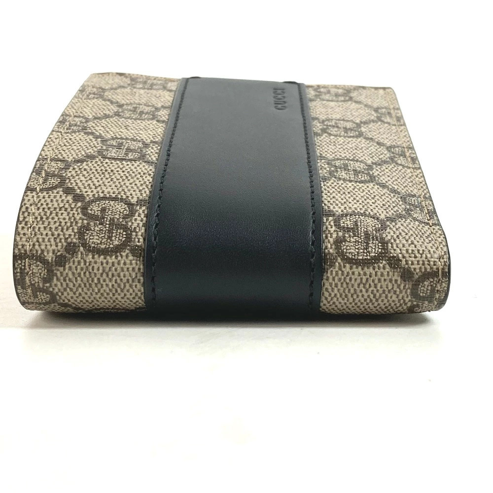GUCCI GG Supreme Eden Billfold Compact Wallet Bi fold Canvas Black Beige - Picture 3 of 8